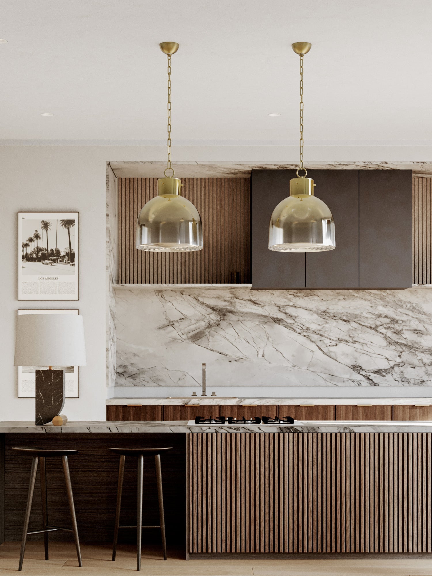 Beryl 1Lt Pendant - Patina Brass