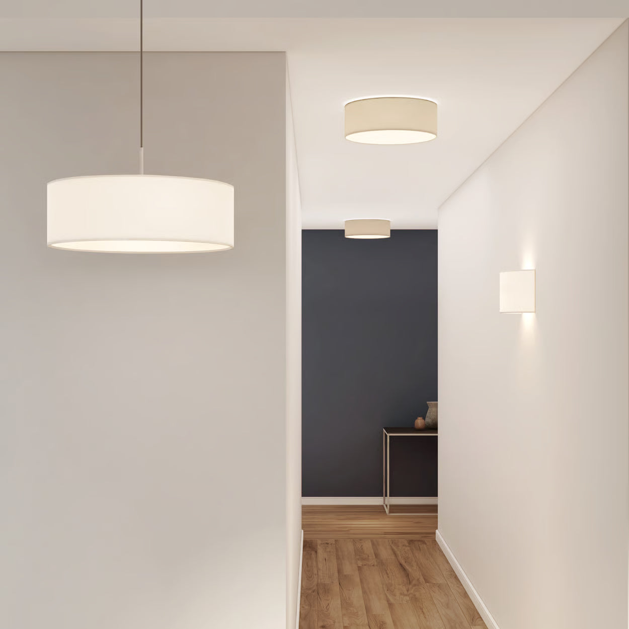Cambria 3Lt Hanging Shade Light - White/Putty Fabric