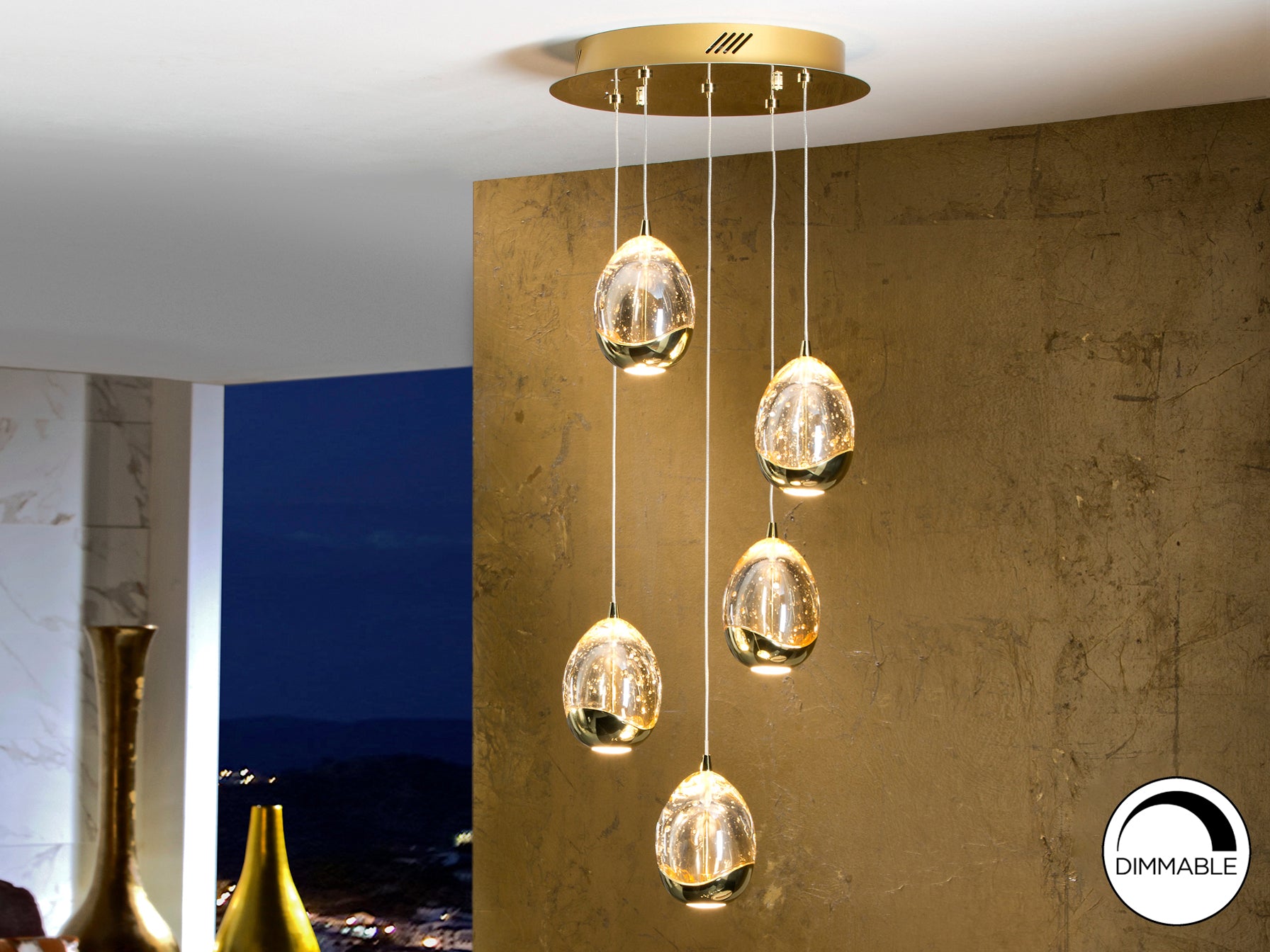 Rocio 5 LED Ceiling Light- Chrome/ Gold/ Black Finishes
