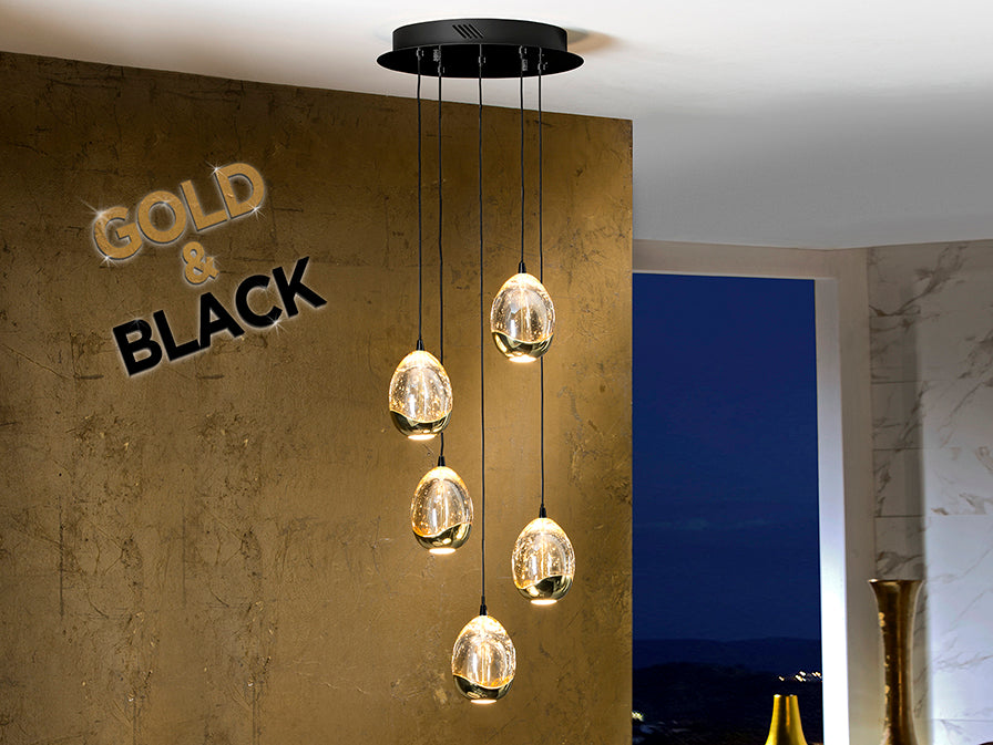 Rocio 5 LED Ceiling Light- Chrome/ Gold/ Black Finishes