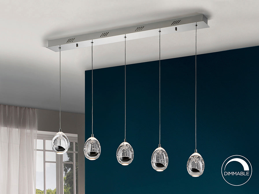 Rocio 5 LED Kitchen Table Island Light- Chrome/ Gold Finishes