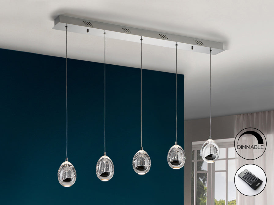 Rocio 5 LED Kitchen Table Island Light- Chrome/ Gold Finishes