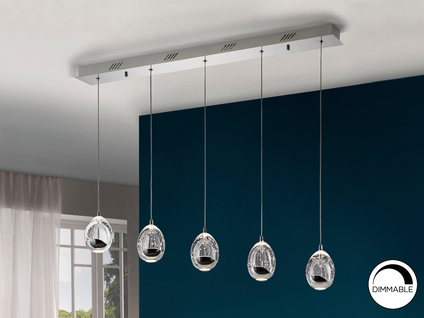 Rocio 5 LED Kitchen Table Island Light- Chrome/ Gold Finishes