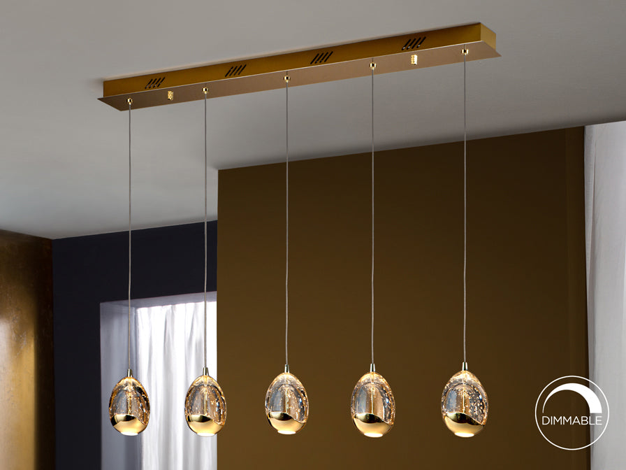 Rocio 5 LED Kitchen Table Island Light- Chrome/ Gold Finishes