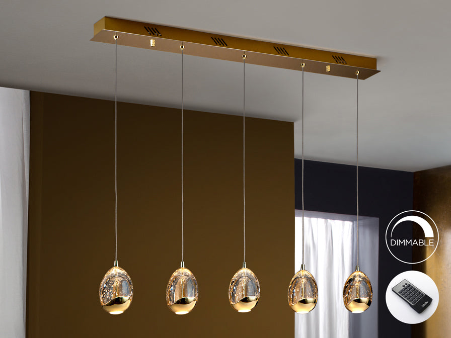 Rocio 5 LED Kitchen Table Island Light- Chrome/ Gold Finishes