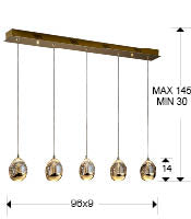 Rocio 5 Led Kitchen Light  Dimmable - Chrome/Gold Finish
