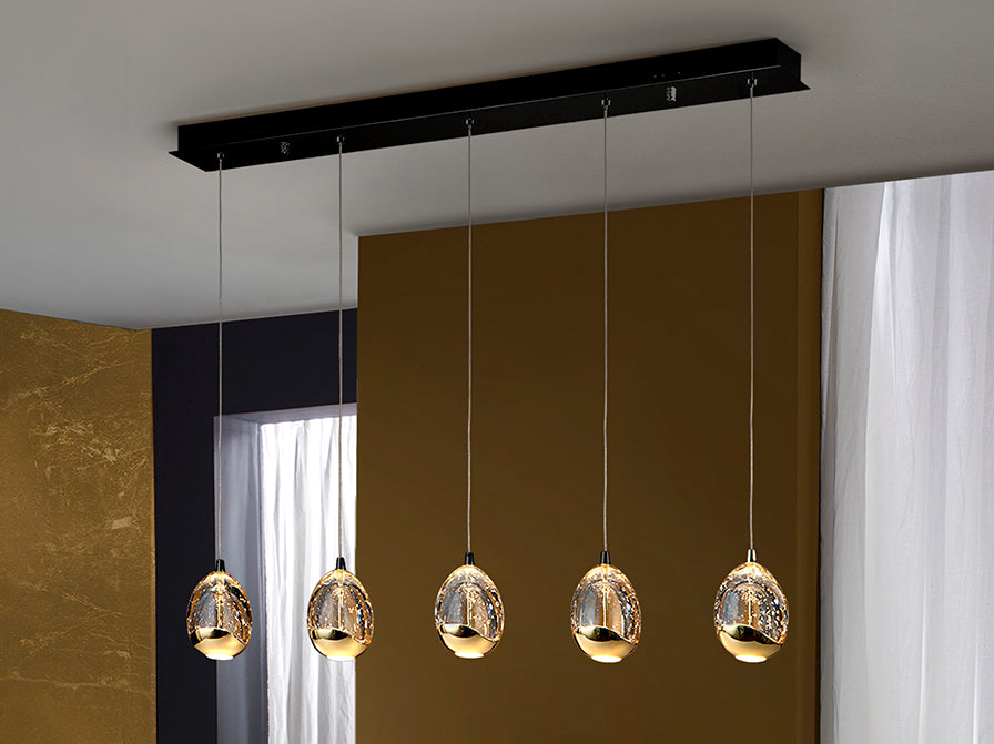 Rocio 5 LED Kitchen Table Island Light- Chrome/ Gold Finishes