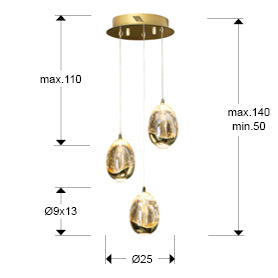 Rocio Cluster 3Lt In Various Finishes Ip20 Integrated Led