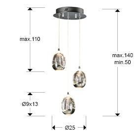 Rocio Cluster 3Lt In Various Finishes Ip20 Integrated Led