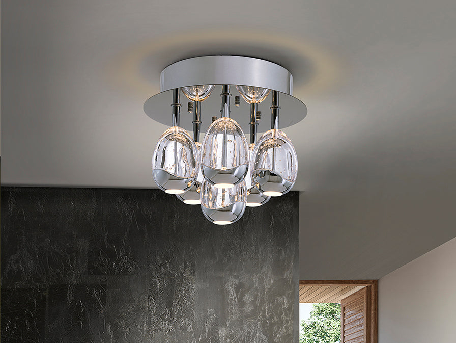 Rocio 6Lt Flush Ceiling Light-  Chrome/ Gold Dimmable