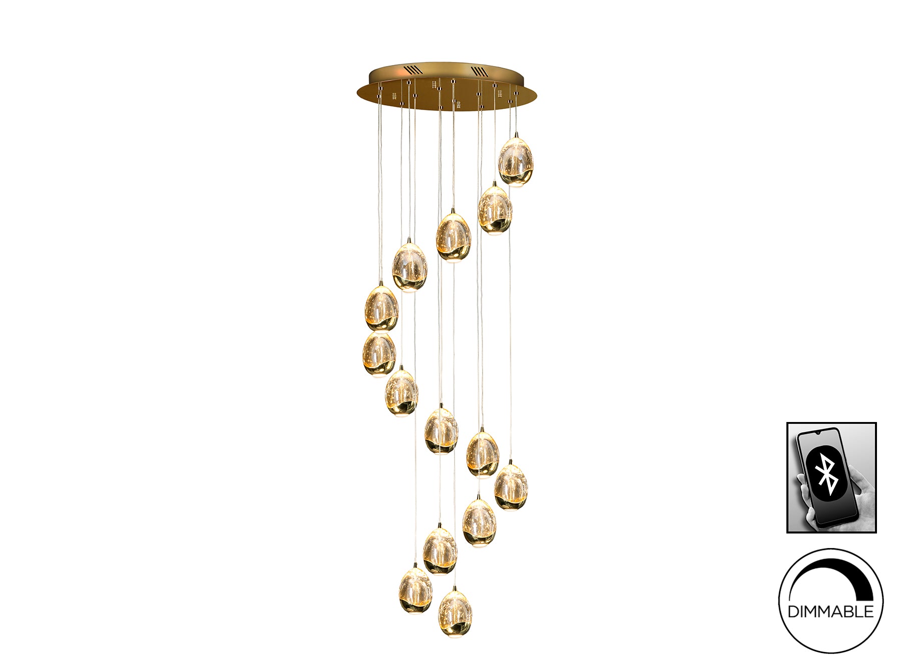 Rocio 14Lt LED Ceiling Light- Chrome/Gold Dimmable