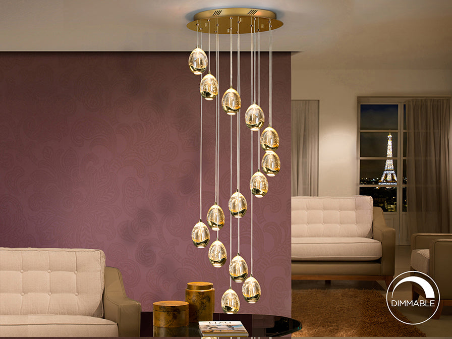 Rocio 14Lt LED Ceiling Light- Chrome/Gold Dimmable