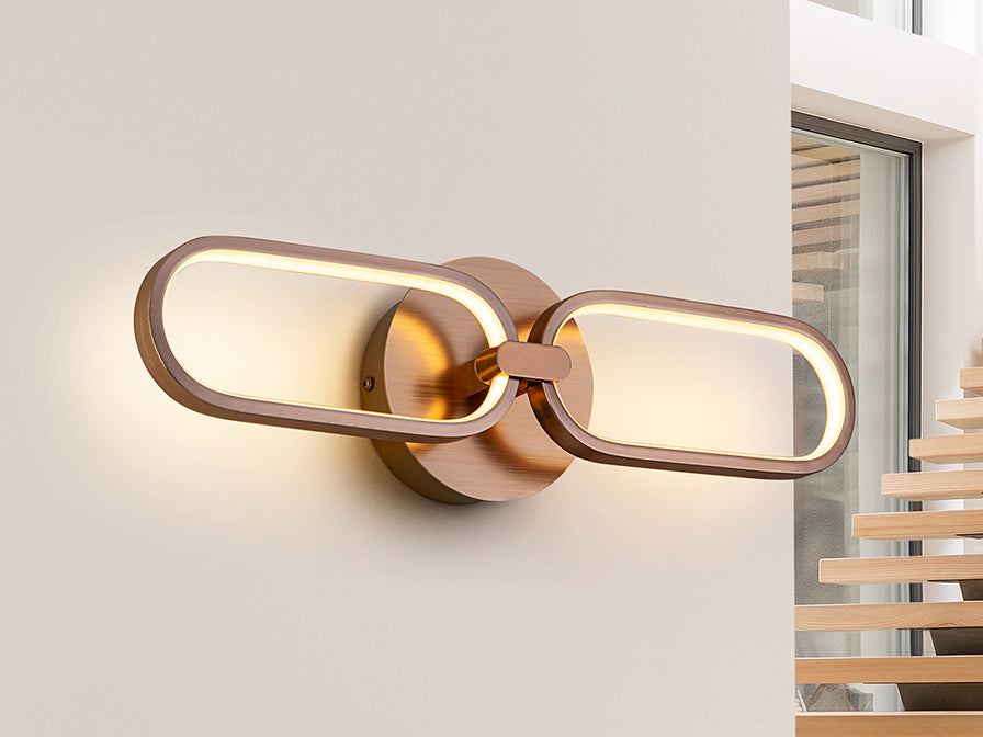 Colette 2Lt LED Wall Light - Rose Gold/Chrome