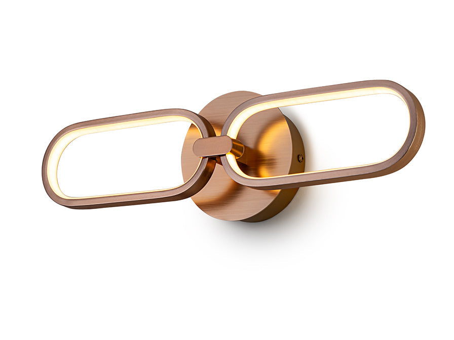 Colette 2Lt LED Wall Light - Rose Gold/Chrome