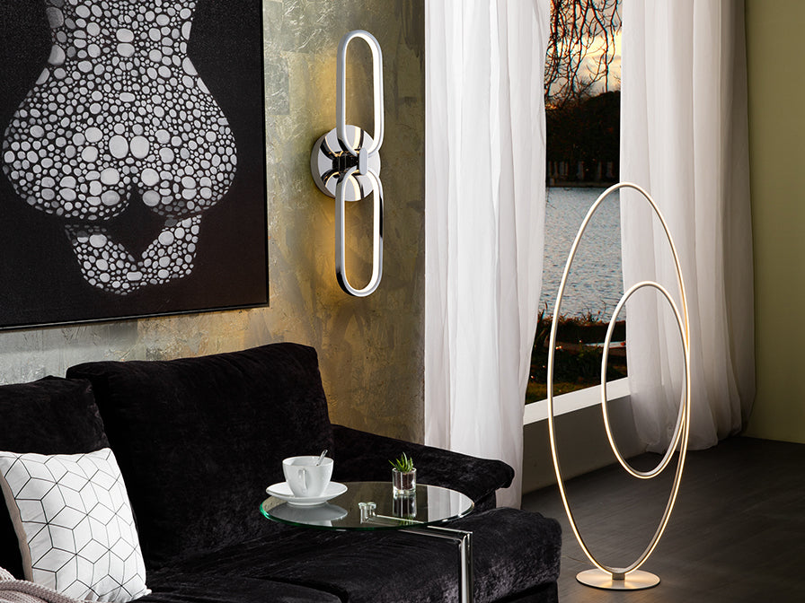 Colette 2Lt LED Wall Light - Rose Gold/Chrome