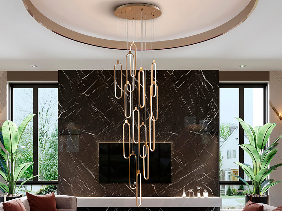Colette 14Lt Ceiling Light Dimmable- Rose Gold & Black & Rose Gold Finishes