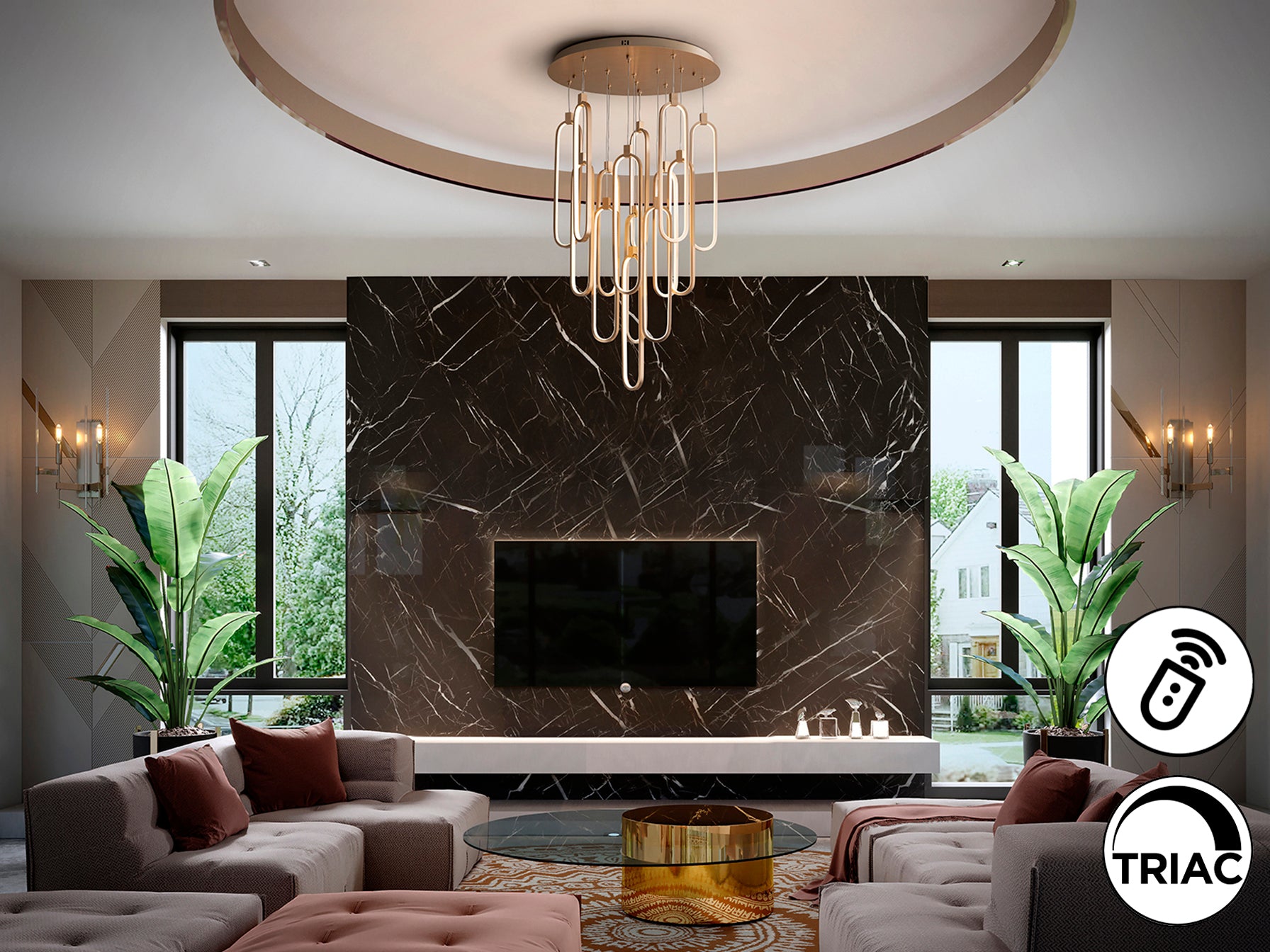 Colette 14Lt Ceiling Light Dimmable- Rose Gold & Black & Rose Gold Finishes