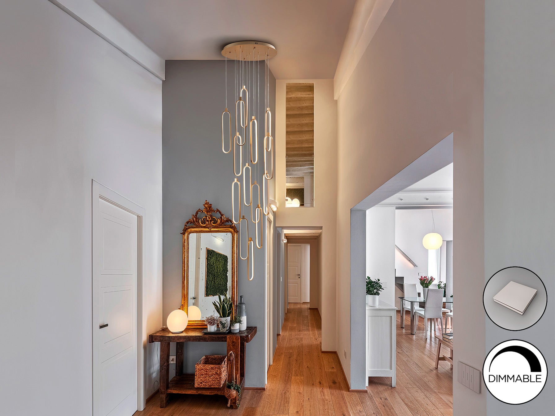 Colette 14Lt Ceiling Light Dimmable- Rose Gold & Black & Rose Gold Finishes