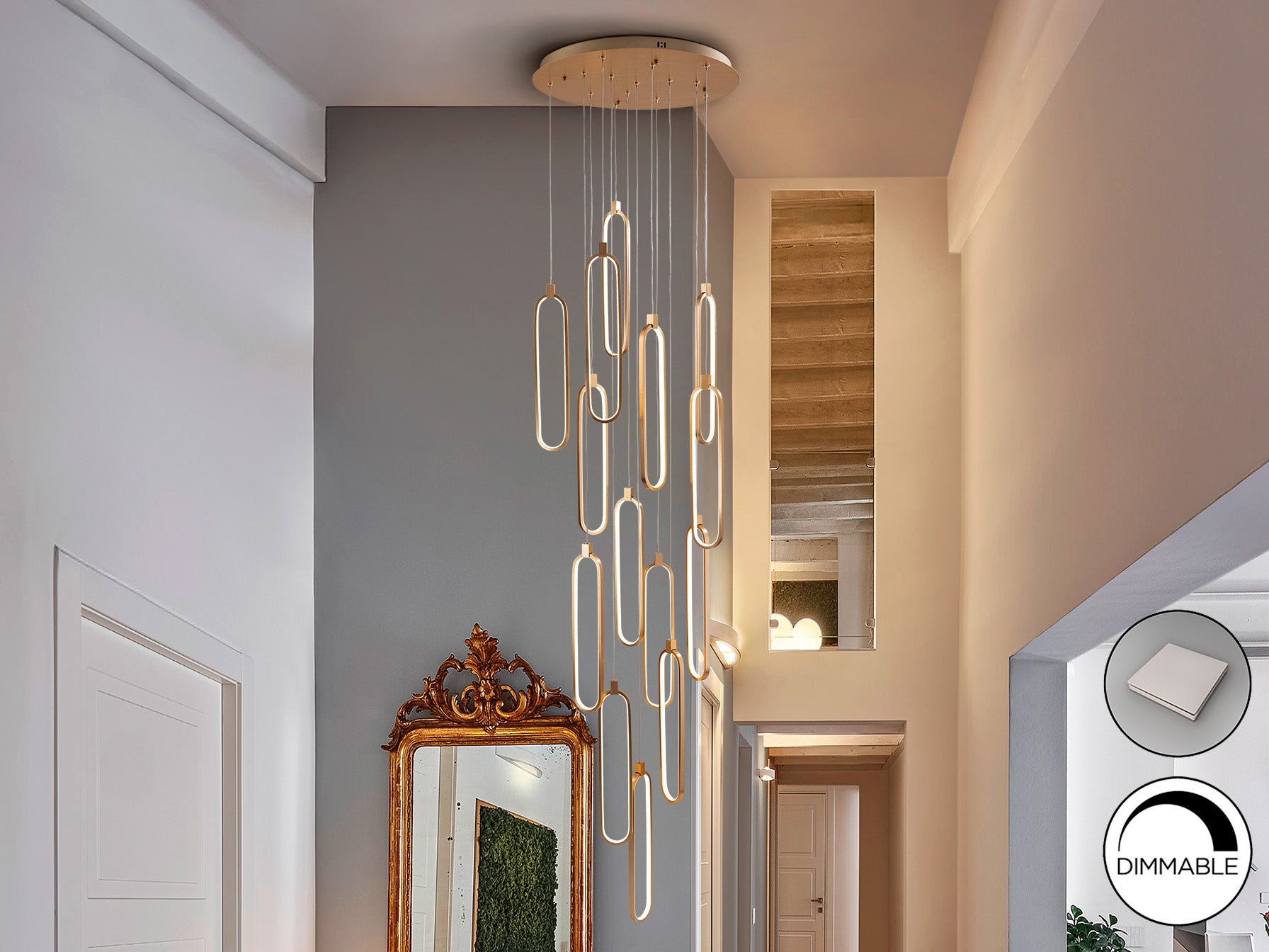 Colette 14Lt Ceiling Light Dimmable- Rose Gold & Black & Rose Gold Finishes