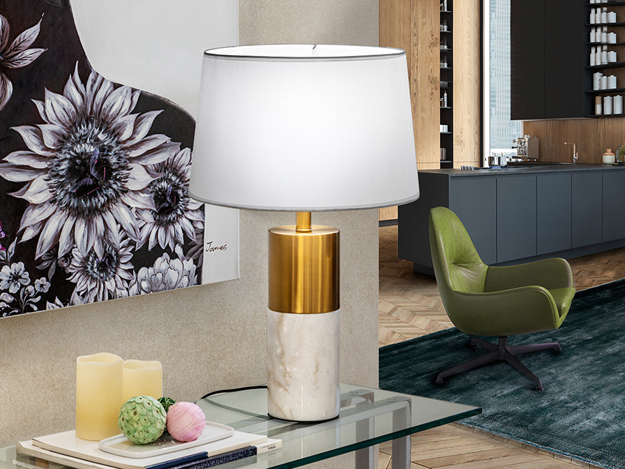Lucian Table Lamp - White Marble Finish