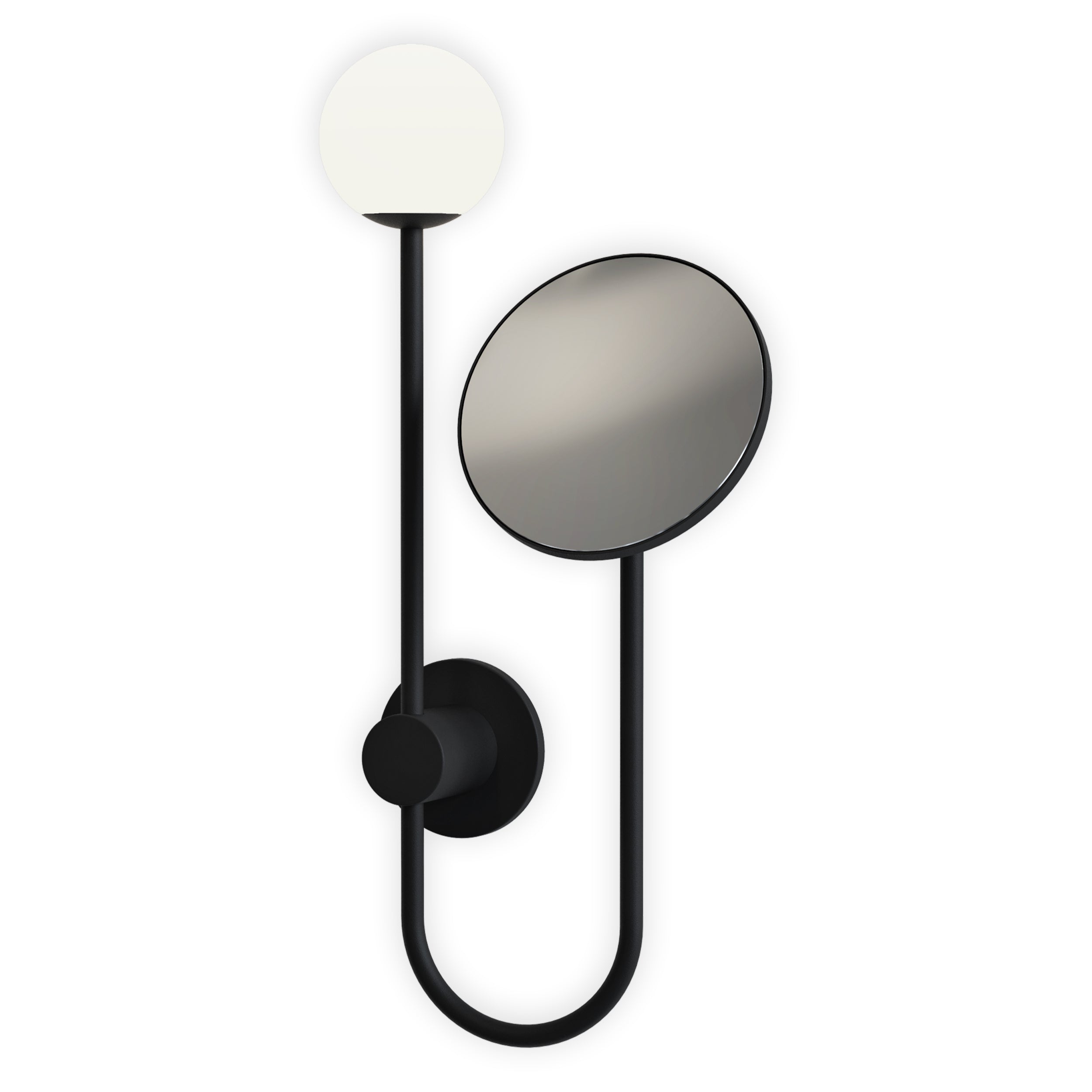 Orb Bathroom Magnifying Mirror- Polished Chrome/ Matt Black