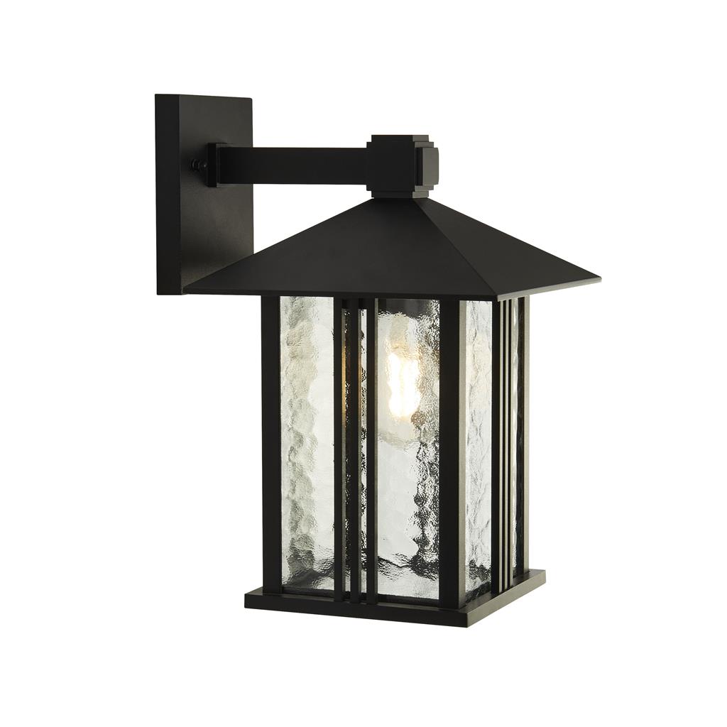 VENICE OUTDOOR WALL LIGHT - BLACK & WATER GLASS, IP44