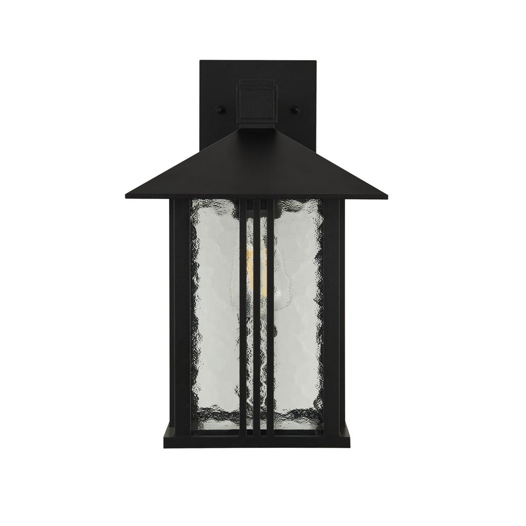 VENICE OUTDOOR WALL LIGHT - BLACK & WATER GLASS, IP44