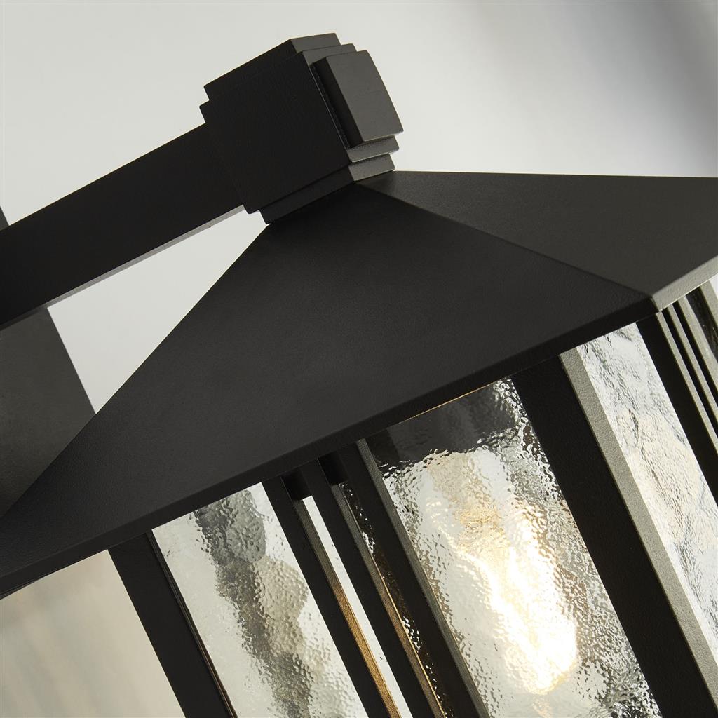 VENICE OUTDOOR WALL LIGHT - BLACK & WATER GLASS, IP44