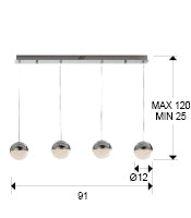 Sphere 4L Linear LED Kitchen Island Light, Dimmable