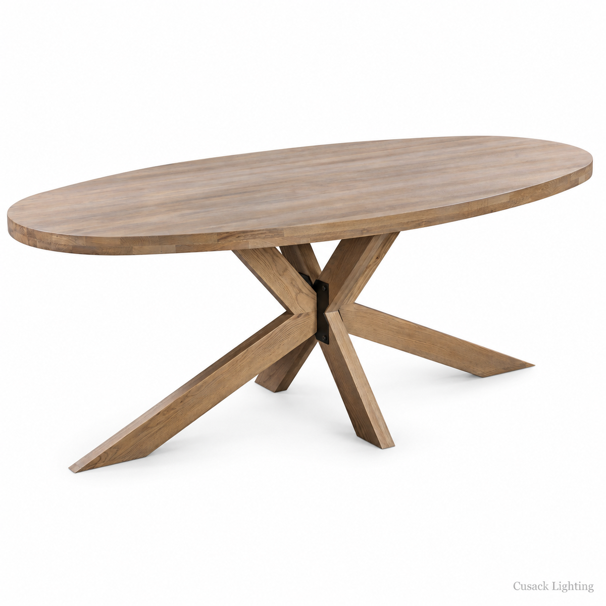 Henley 220cm Oak Oval Table with Starburst Leg