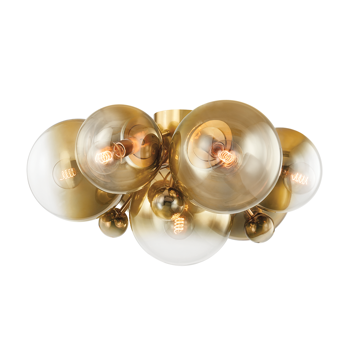 Kyoto 7Lt Flush Mount - Brass Plated Glass