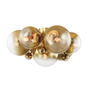 Kyoto 7Lt Flush Mount - Brass Plated Glass
