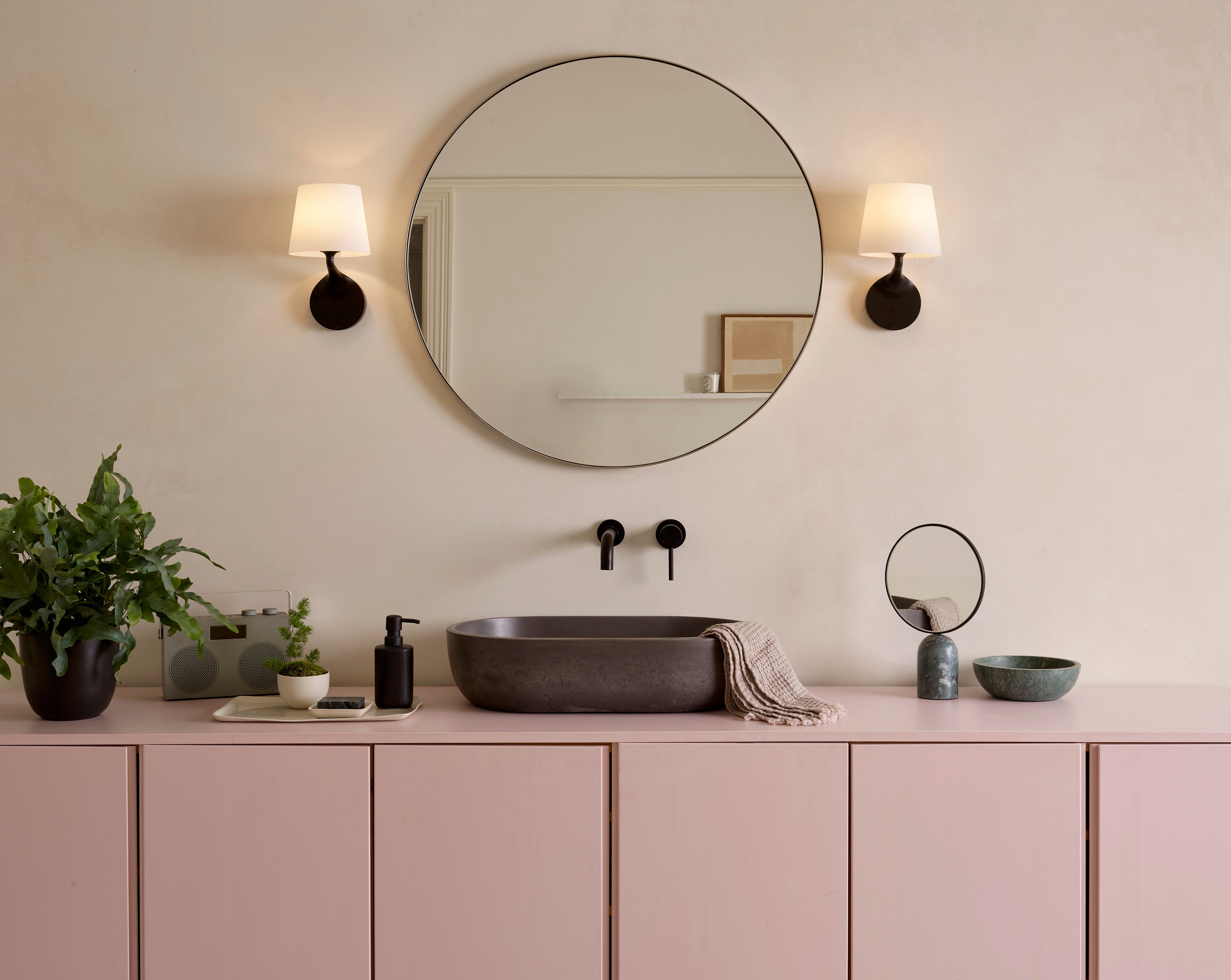 Millie Bathroom Wall Light- Polished Chrome/ Matt Black