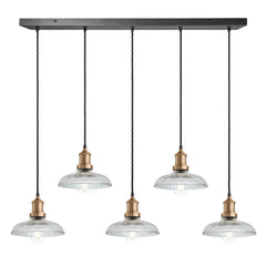 Brooklyn 3/5Lt Glass Dome Wire Cluster Lights - Brass/Pewter