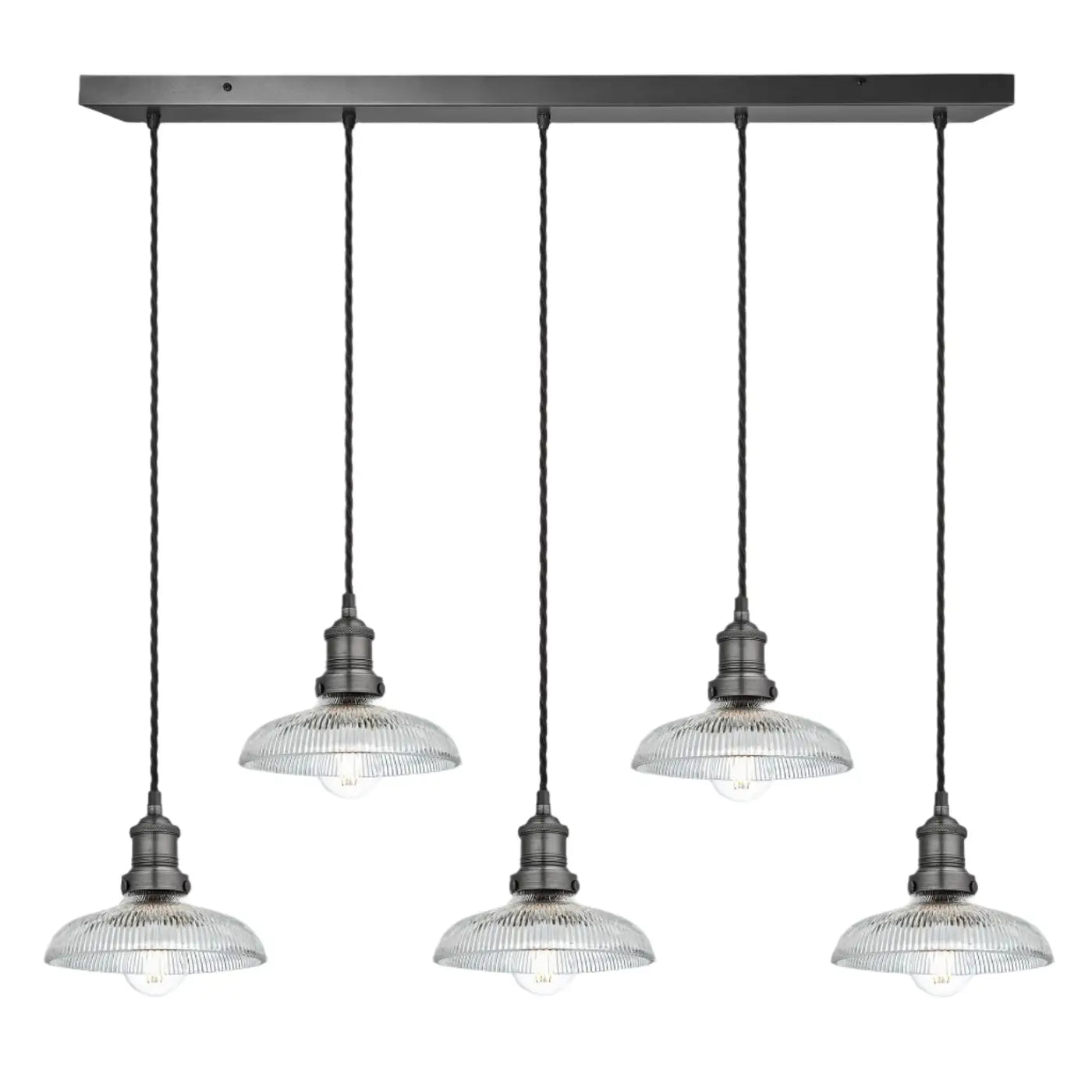 Brooklyn 3/5Lt Glass Dome Wire Cluster Lights - Brass/Pewter