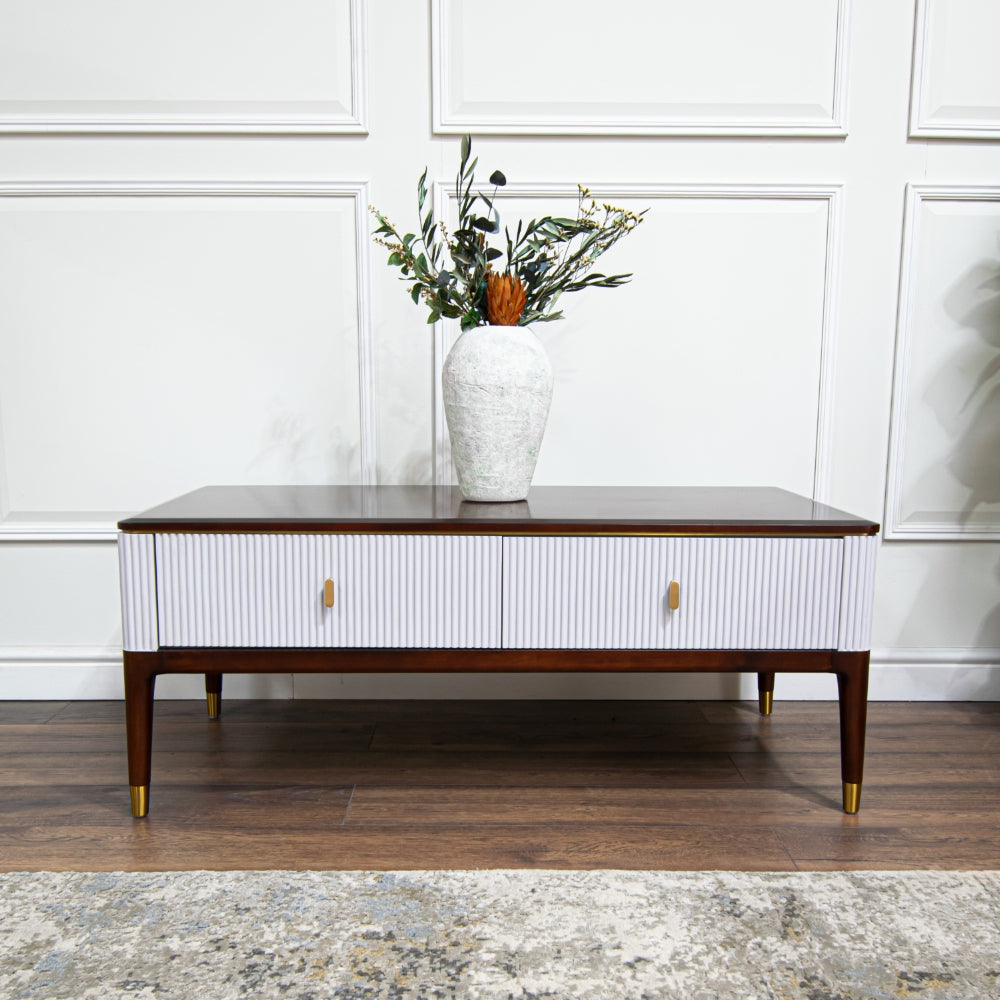 Carden Coffee Table - Gold, Brown & White