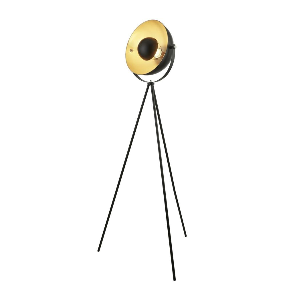 Blink Tripod Floor Lamp - Black Matt Metal & Gold E27