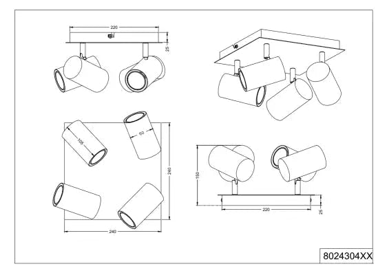 Marley 4Lt Square Plate Spotlight