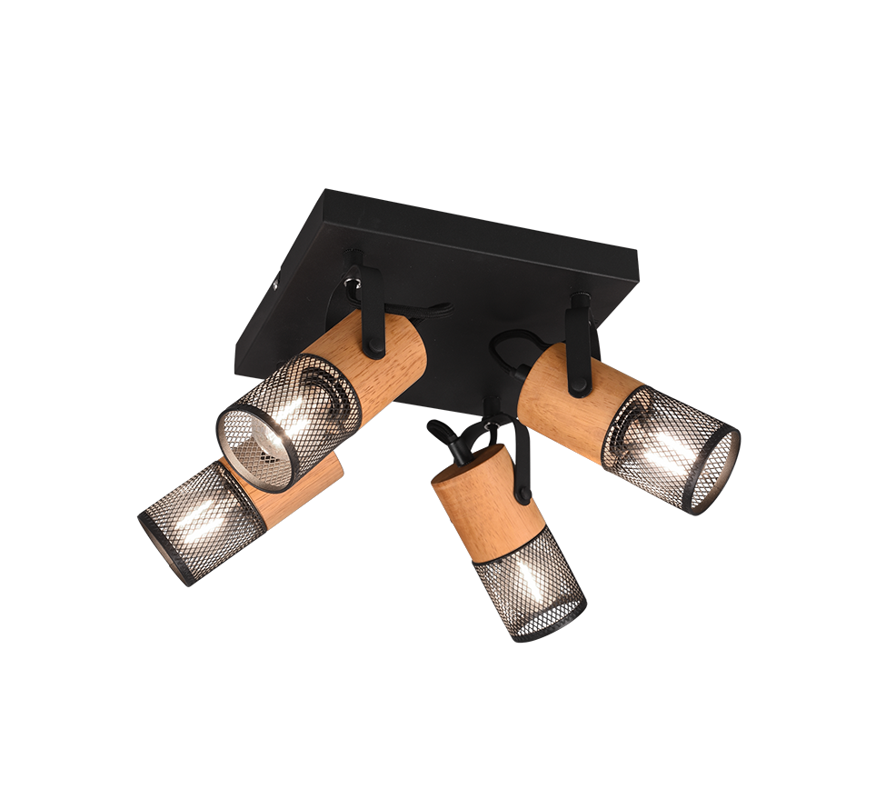 Tosh 4Lt Square Plate Spotlight - Black & White/ Black & Wood