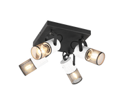 Tosh 4Lt Square Plate Spotlight - Black & White/ Black & Wood