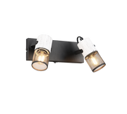 Tosh 2Lt Wall Mount Spotlight - Black & White/ Black & Wood