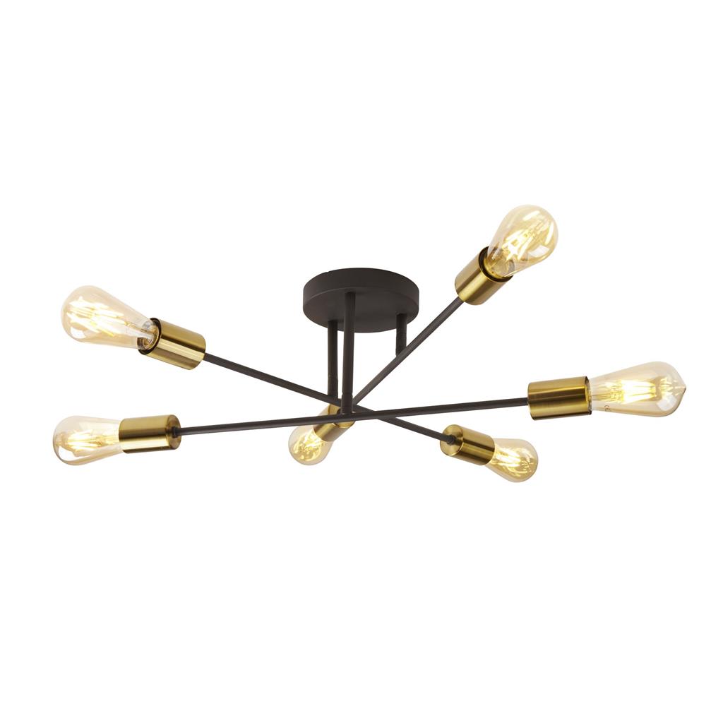 Armstrong 6/8 Lt Semi-Flush - Black & Satin Brass Metal