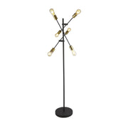 Armstrong 6Lt Floor Lamp - Black & Satin Brass Metal E27