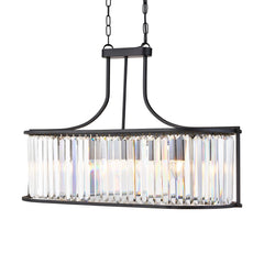 8095-5BK VICTORIA 5LT OVAL PENDANT, MATT BLACK WITH CRYSTAL GLASS - Cusack Lighting