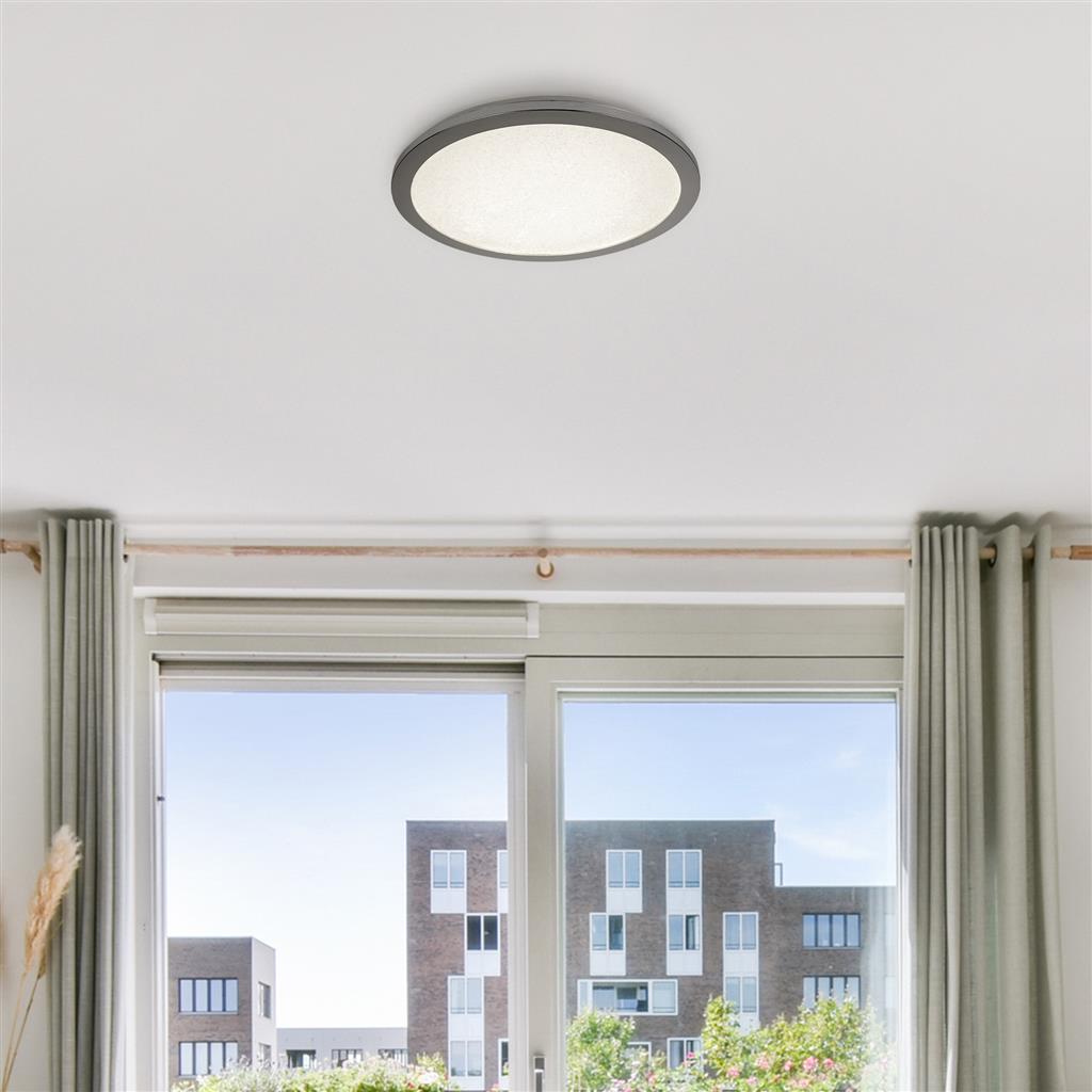 Scilly LED Flush Chrome & Crystal Sand IP44 - Various Sizes