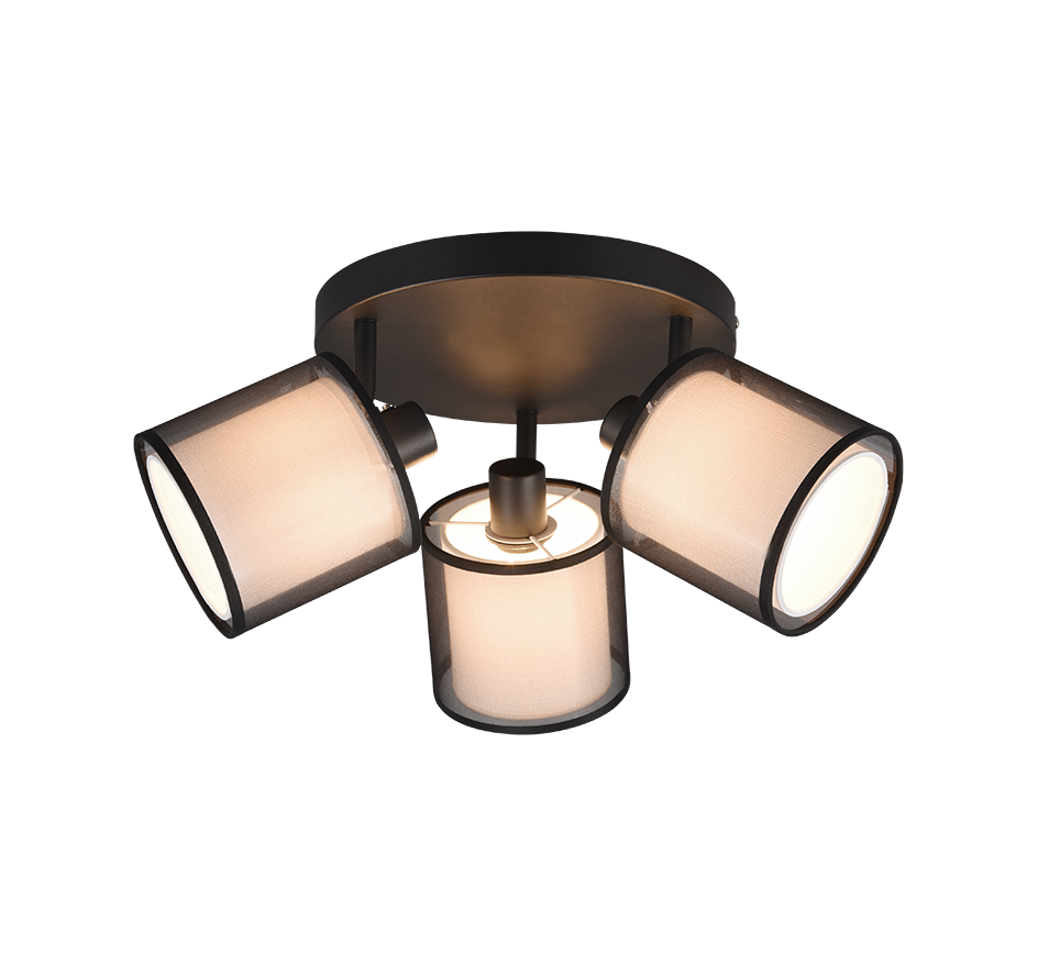 Burton 3Lt Round Plate Spotlight - Black