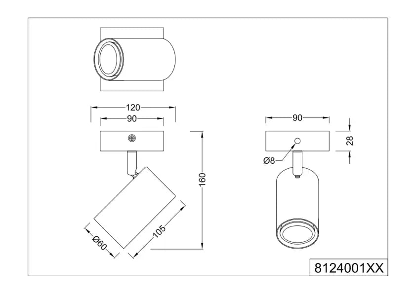 Marley Wall/Ceiling Spotlight - Various Colours