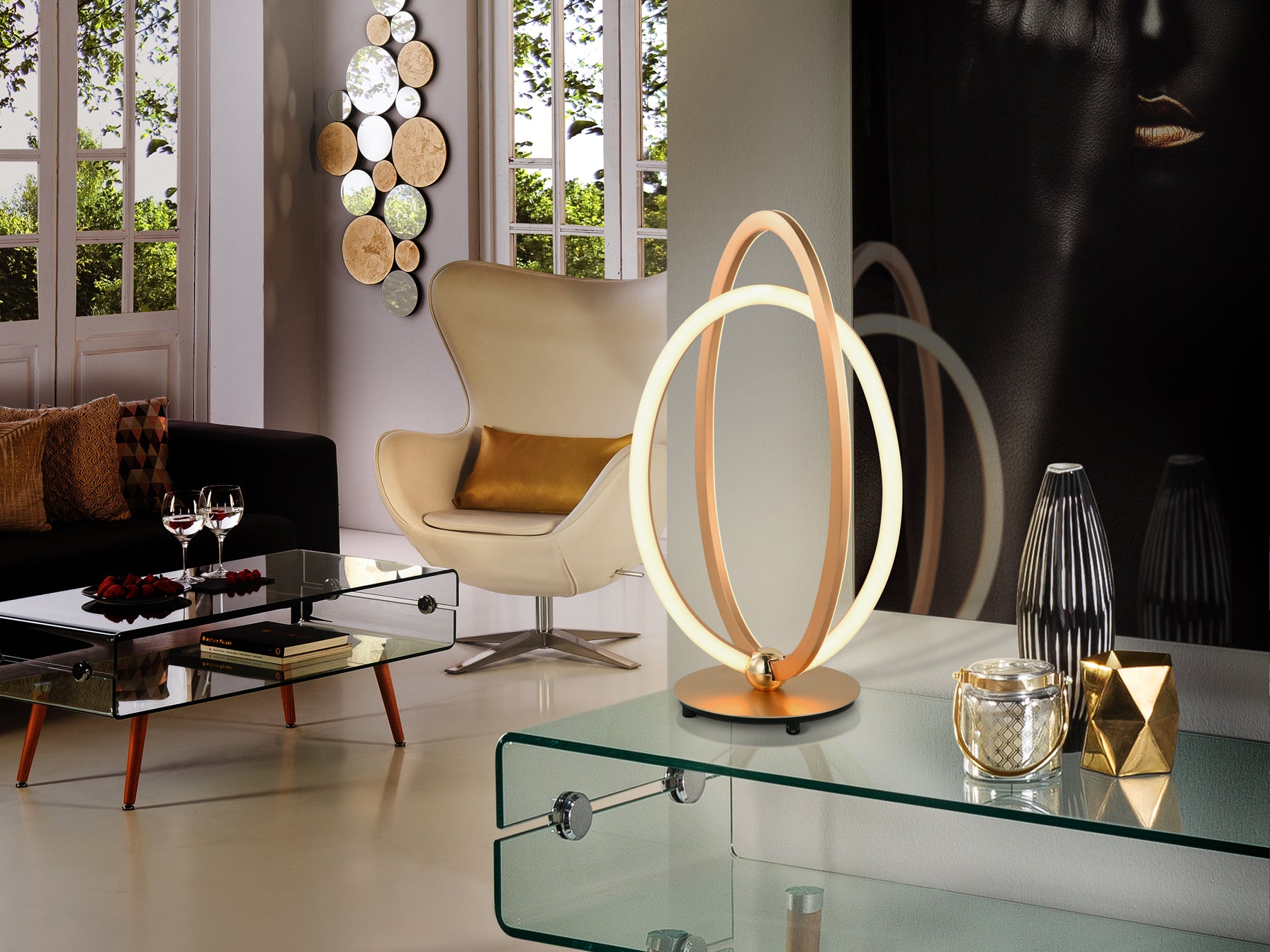 Ocellis Led Table Lamp, Rose Gold