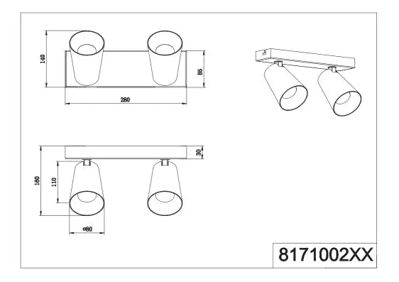 Sharp 2/3/4Lt Bar Spotlights - Black/White