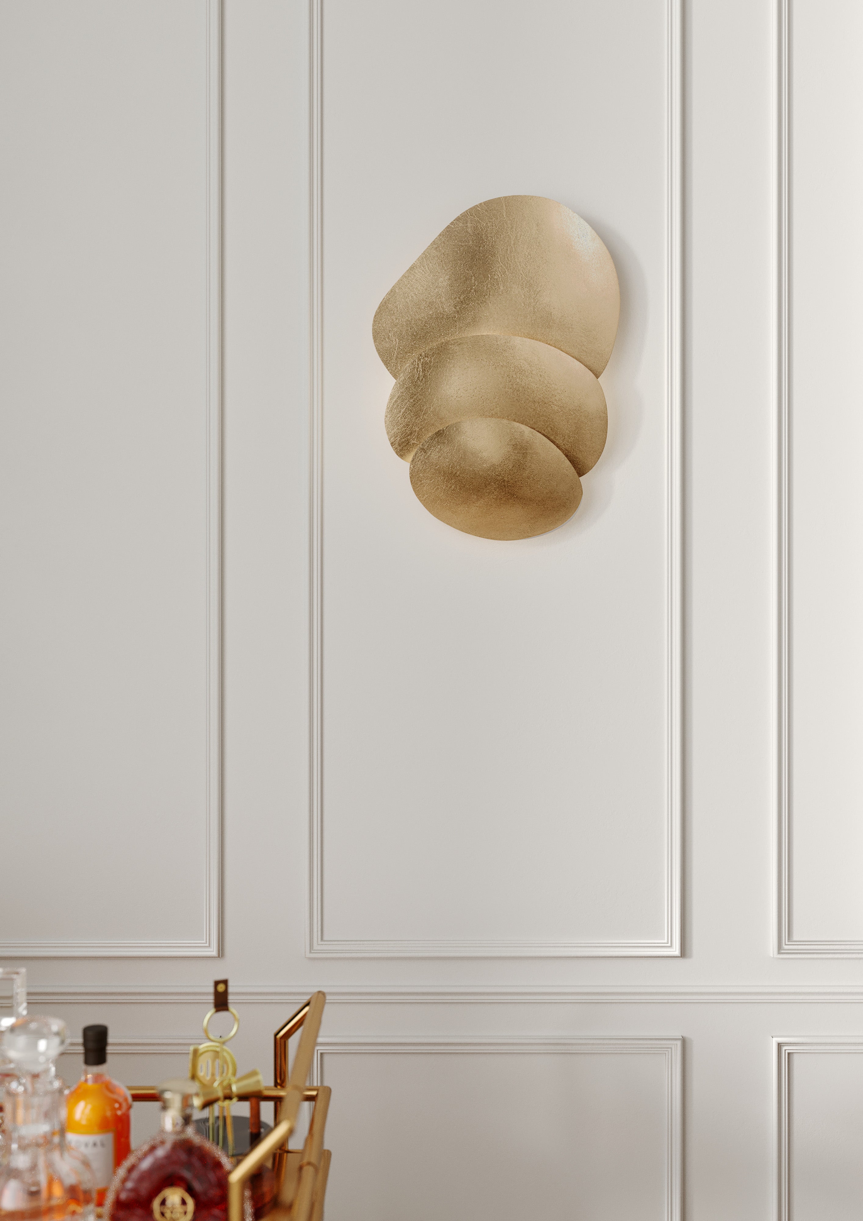Akemi 1Lt Sconce - Gold/Silver Leaf